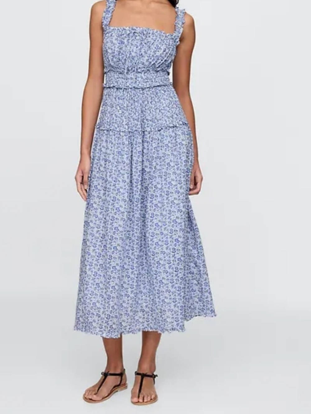 GAP Blue Floral Smocked MAXI Dress